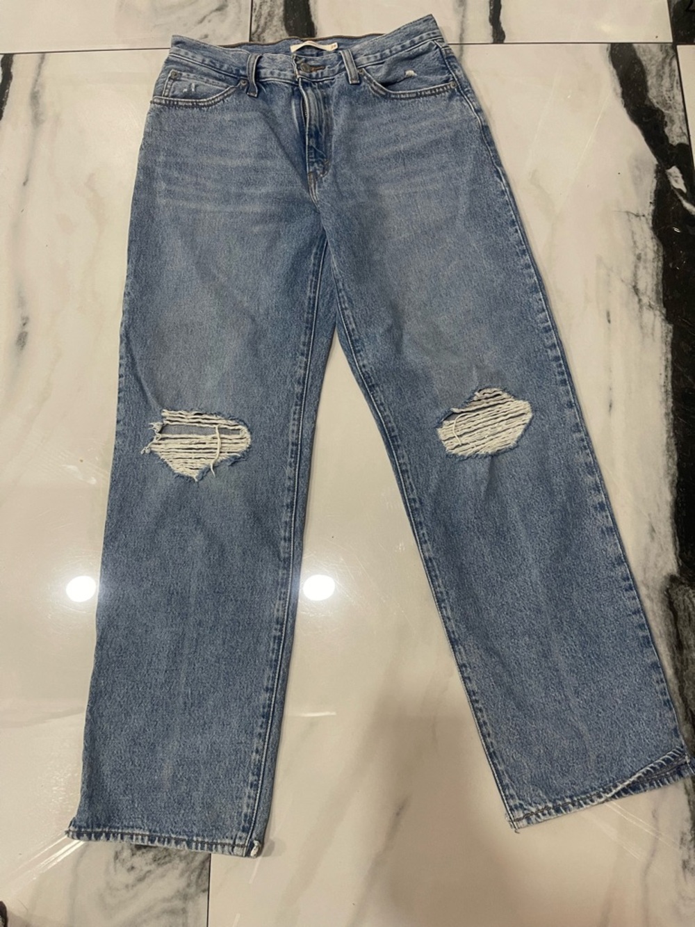 Levi's Light Blue Wide Leg Distressed baggy jeans